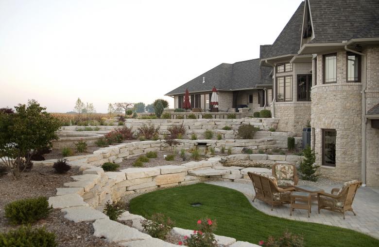 Architecural Photo of a landscaped patio area.