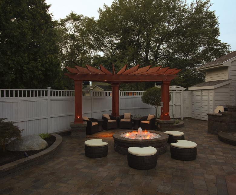 Architecural Photo of a landscaped patio area.