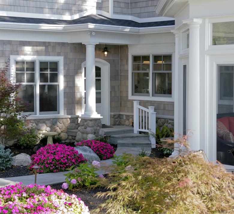 Architecural Photo of a landscaped patio area.