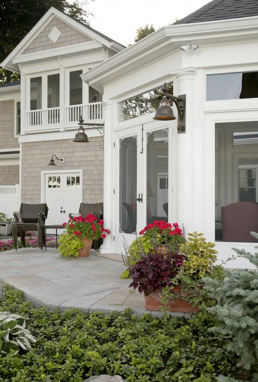 Architecural Photo of a landscaped patio area.