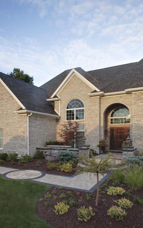 Architecural Photo of a landscaped patio area.