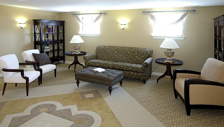 An architectural photo of the interior of a senior living facility.